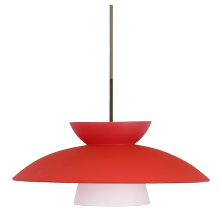 Besa Lighting Trilo 15 Cord Pendant, Red Matte, Bronze Finish, 1x9W LED 1JT-451331-LED-BR